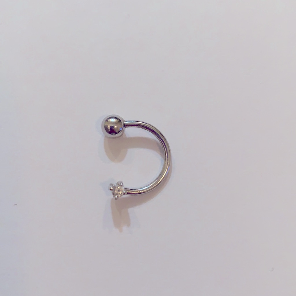 14k White Gold Belly Ring